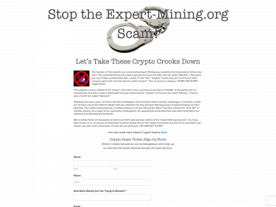 expert-mining-scam.com snapshot