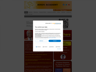 hindu-academy.com snapshot