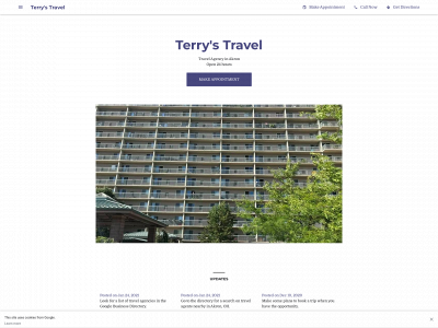terrys-travel.business.site snapshot