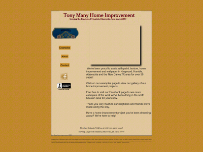 tonymanyhomeimprovement.com snapshot