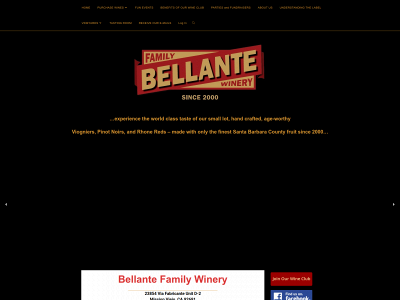 bellantefamilywinery.com snapshot