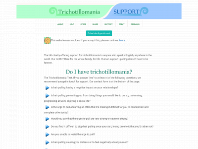 trichotillomania.co.uk snapshot