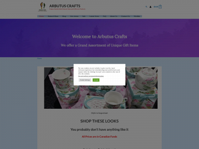 arbutuscrafts.com snapshot