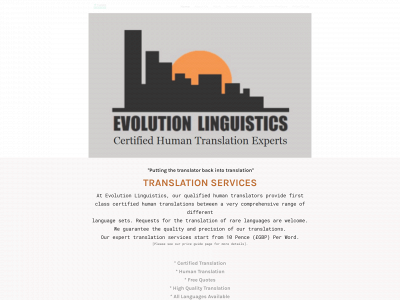 evolutionlinguistics.com snapshot
