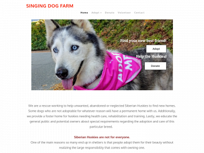 www.singingdogfarm.org snapshot