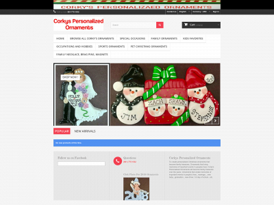 corkyspersonalizedornaments.com snapshot