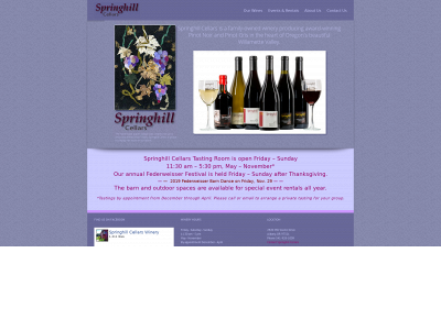 springhillcellars.com snapshot