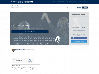 whoisontour.org snapshot
