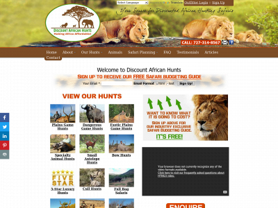 discountafricanhunts.com snapshot