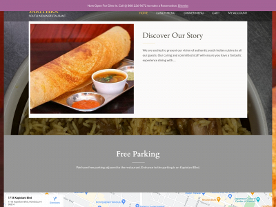 sarithrasouthindianrestaurant.com snapshot
