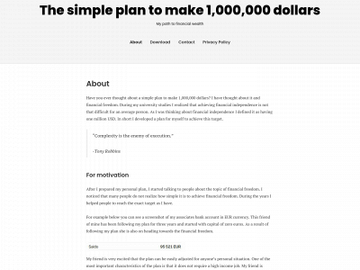 thesimpleplantomakeonemilliondollars.com snapshot