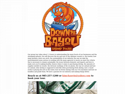 downthebayoushrimptours.com snapshot