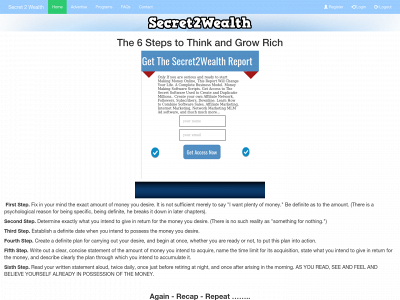secret2wealth.com snapshot