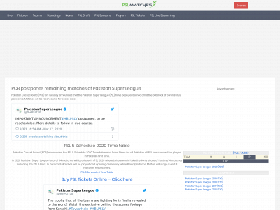 pslmatches.com snapshot