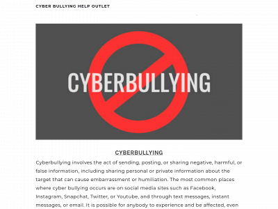 cyberbullyinghelpoutelt.weebly.com snapshot