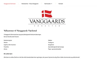 vanggaardsvaerksted.dk snapshot