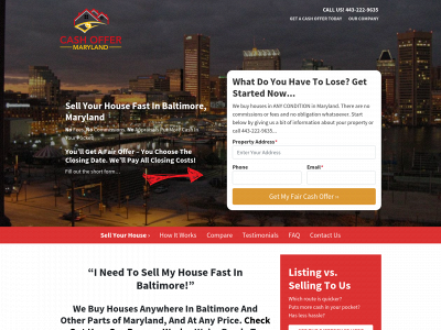 cashoffermaryland.com snapshot
