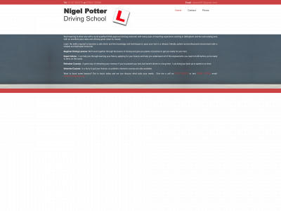 nigelpotterdrivingschool.com snapshot