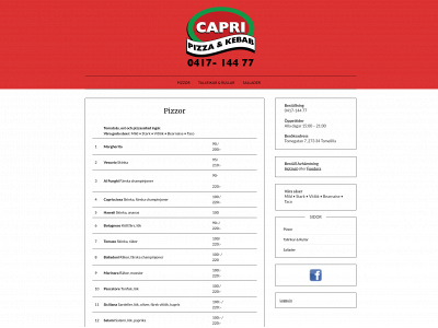 capripizzeriatomelilla.se snapshot