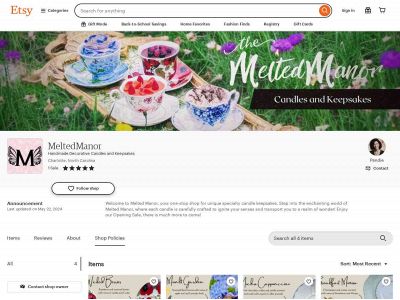 meltedmanor.etsy.com snapshot