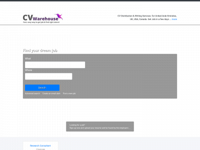 thecvwarehouse.com snapshot