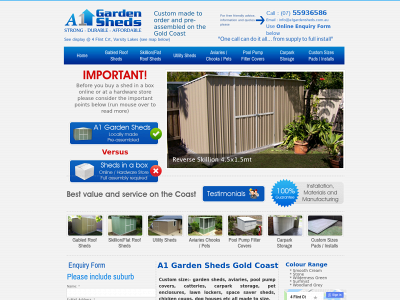 a1gardensheds.com.au snapshot