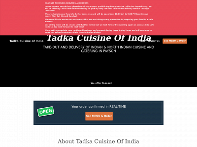 tadkaindianrestaurant.com snapshot