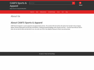 camssportsandapparel.com snapshot