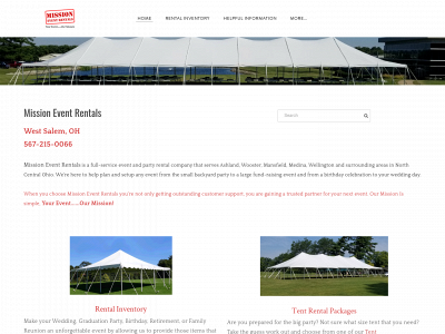 www.missioneventrentals.com snapshot