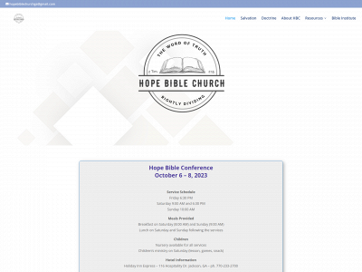hopebiblechurchga.com snapshot