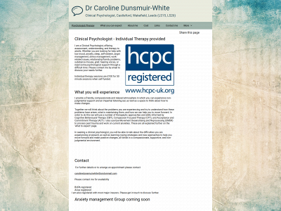 carolinedunsmuirpsychology.co.uk snapshot