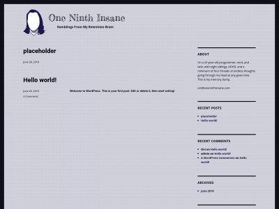 oneninthinsane.com snapshot