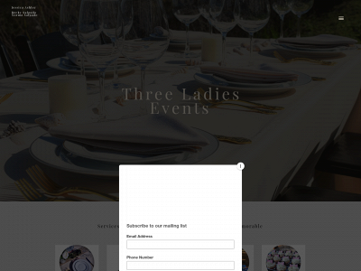 threeladiesevents.com snapshot