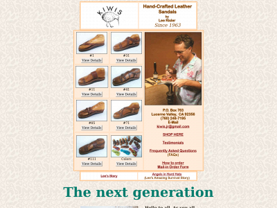 kiwisandals.com snapshot