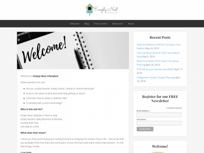 emptynestlifestyles.com snapshot