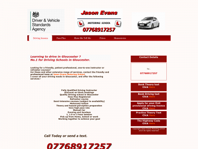 jasonevansmotoringschool.co.uk snapshot