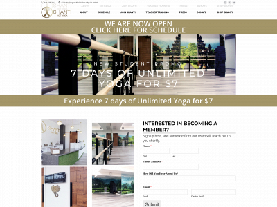 shantihotyoga.com snapshot