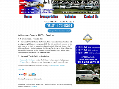 a1brentwoodfranklintaxi.com snapshot