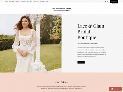 www.laceandglambridals.com snapshot