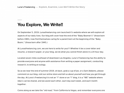 lunasfreelancing.com snapshot