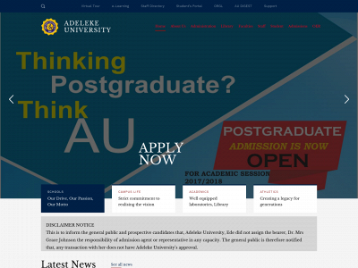 adelekeuniversity.edu.ng snapshot