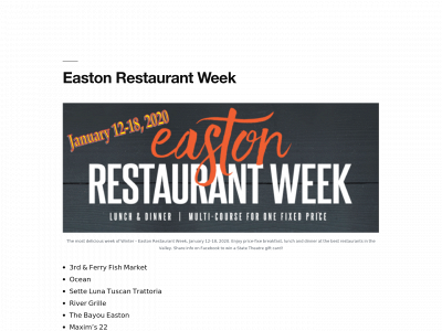 eastonrestaurantweek.com snapshot