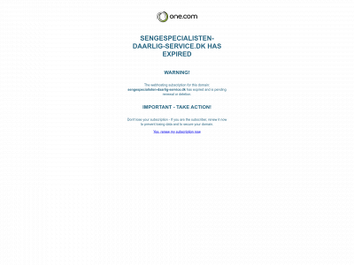 sengespecialisten-daarlig-service.dk snapshot