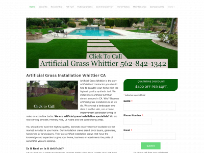 www.artificialgrasswhittier.com snapshot