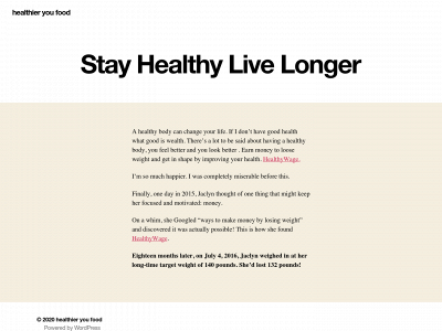 healthieryoufood.com snapshot