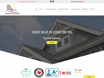 alexandersroofing.com snapshot