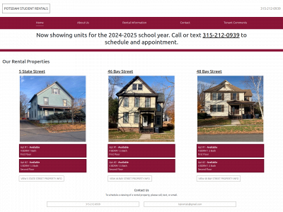 potsdamstudentrentals.com snapshot