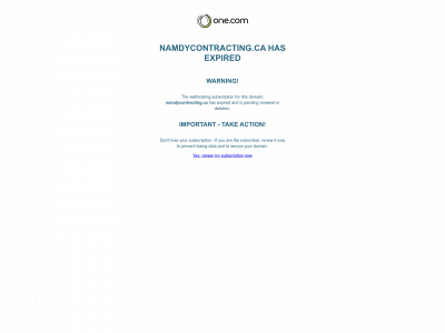namdycontracting.ca snapshot