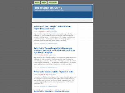 thehigheredcritic.com snapshot
