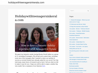 holidaywithteenagersinkerala.com snapshot